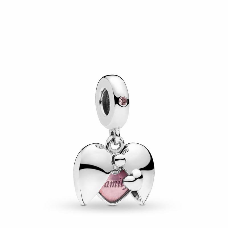 Pandora Family Locket Dangle Charm Ireland - Sterling Silver/Enamel/Pink/Crystal - 068743ILX